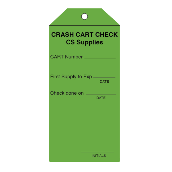 Nevs Label, Crash Cart Check CS Supplies 6-1/4" x 2-7/8" Green w/Black Pack P-8534